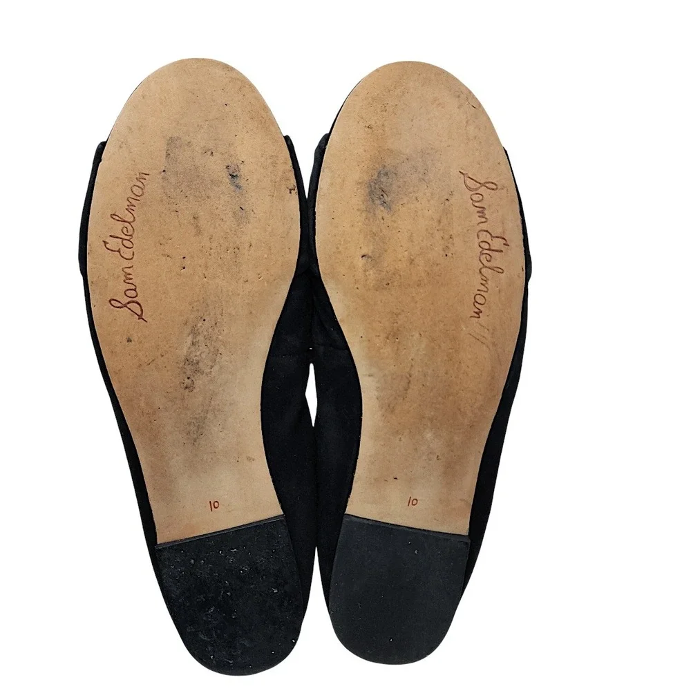 Sam Edelman Ballet Flat 10 Women Felicia Black Suede Knot Slip On Classic Chic